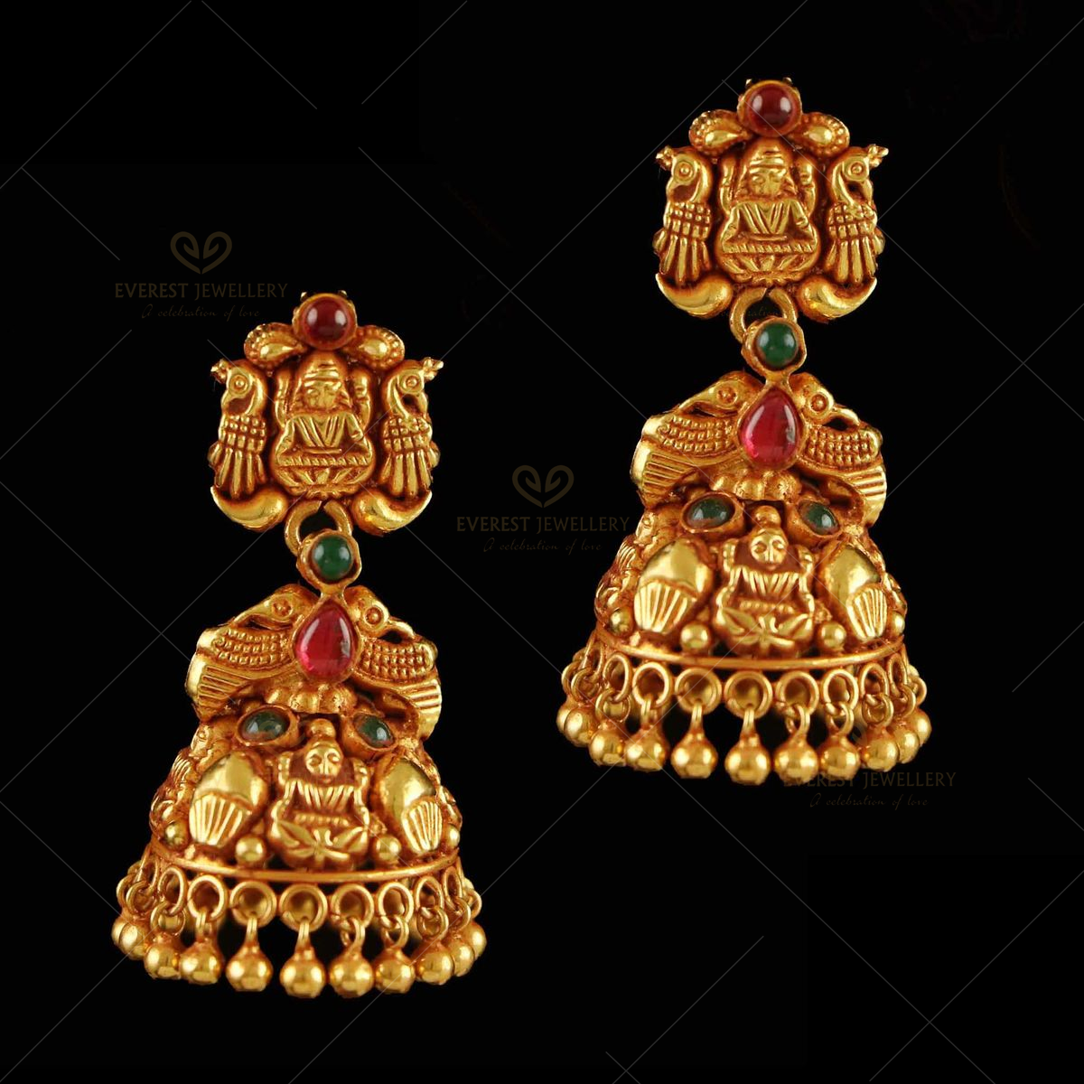 Trendy Big Gold Plated Umbrella Jimiki Earrings For Bridal Wear ER2589