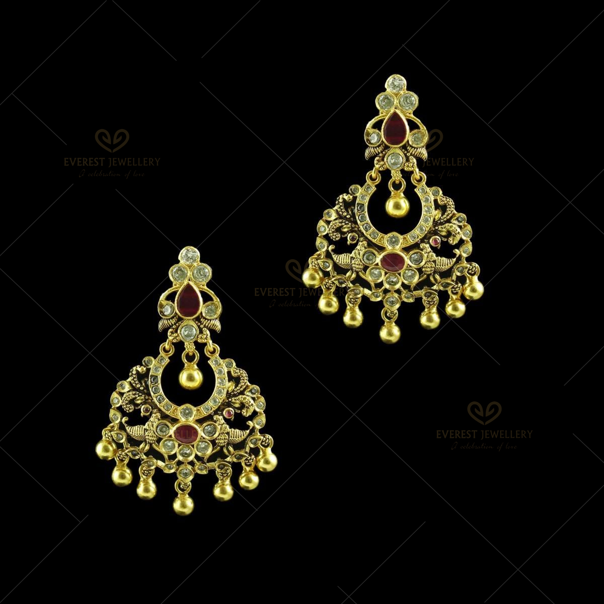 Light Weight Ruby Chandbali Earrings  Jewellery Designs