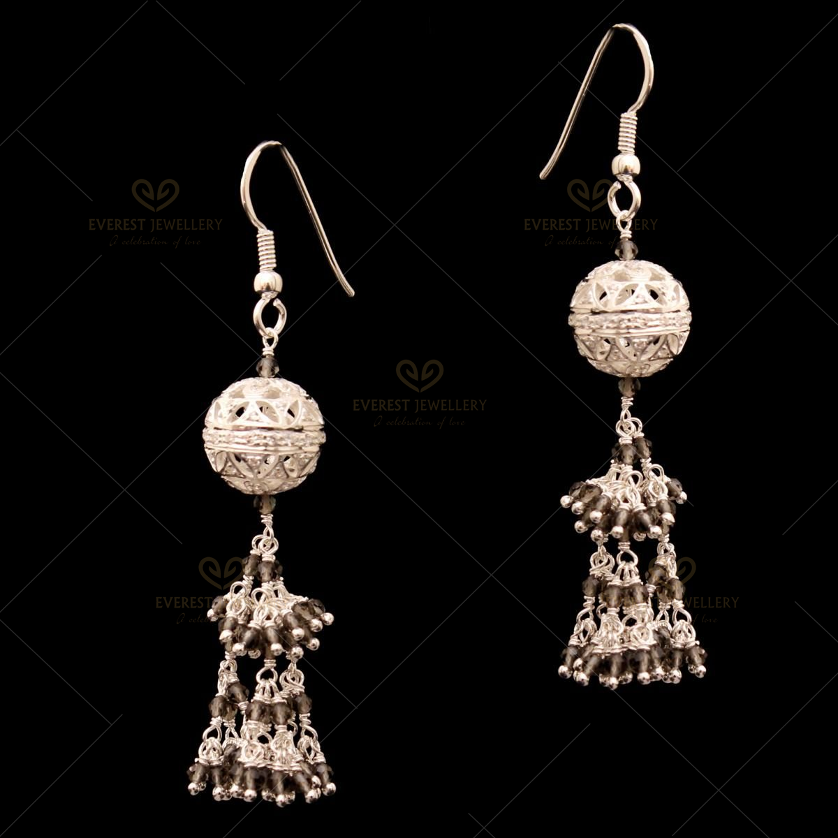 Gold Plated Sterling Silver Black Spinel Dangle Earrings - Josephs Jewelers